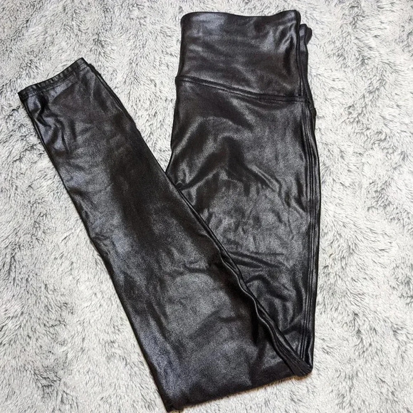 Spanx Black Faux Leather Leggings Full Length Size Large - Picture 2 of 10